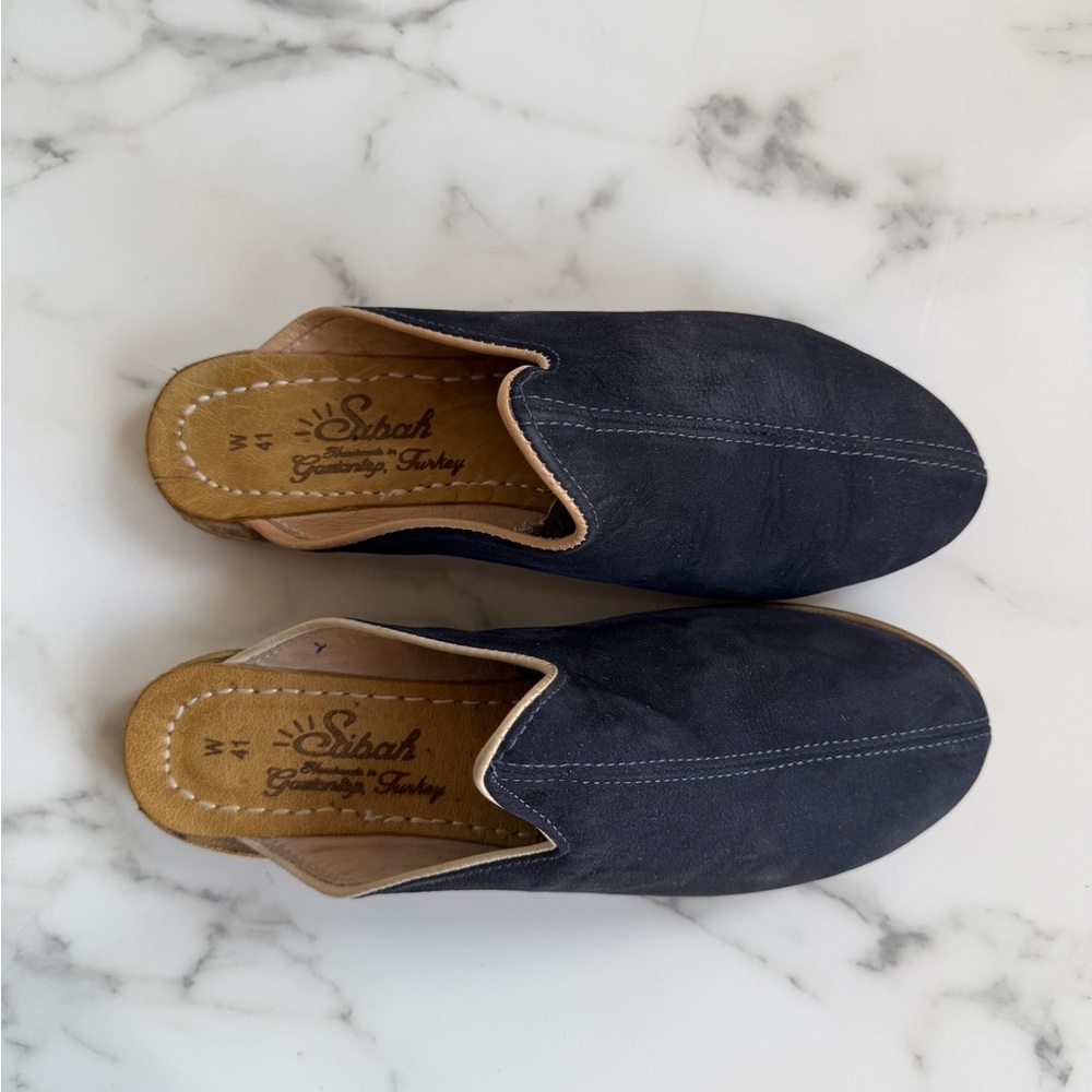 New Navy Blue Nubuck slippers with light piping | Baleen Blue Baba from Sabah - Picture 6 of 9